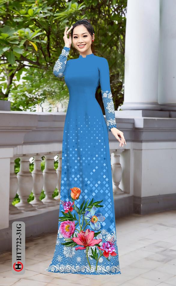 Vải Áo Dài Hoa In 3D AD HT7772 13